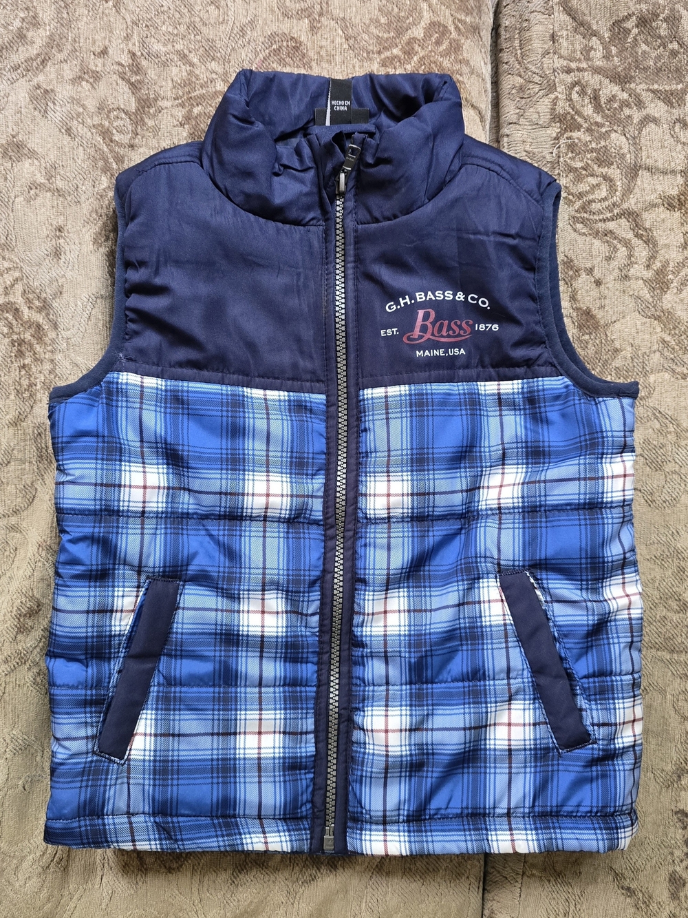 G.H. Bass & Co. Blue Plaid Puffer Vest